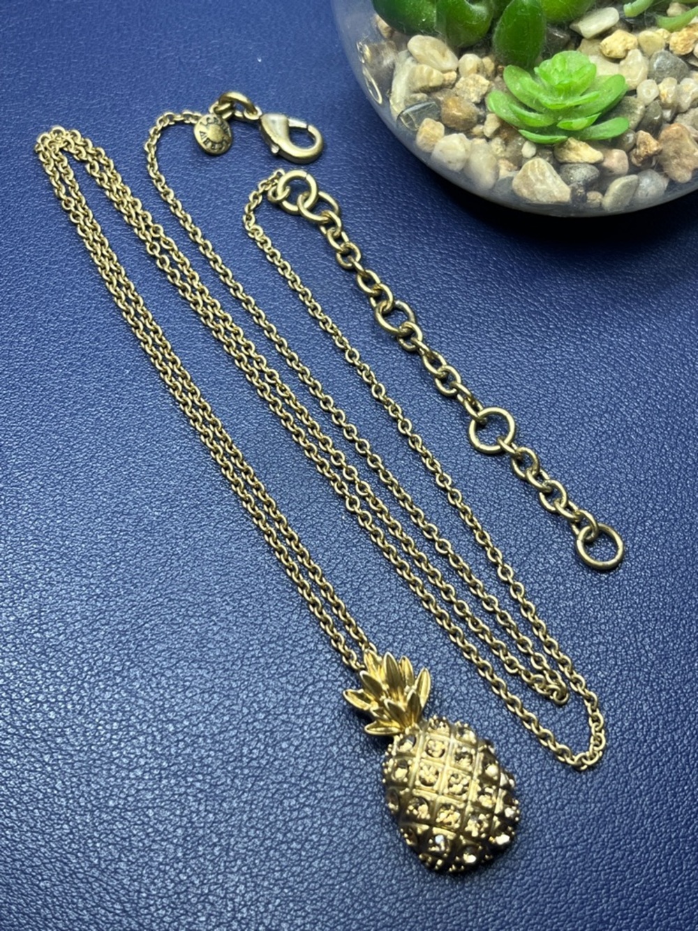 Vintage J. Crew rhinestone pineapple pendant necklace